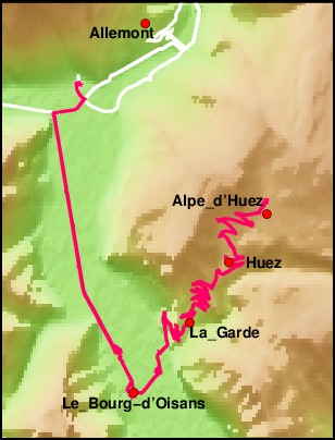 Karte Alpe d'Huez